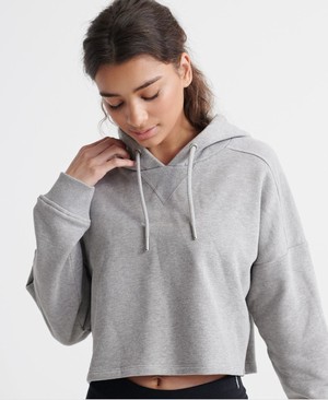 Superdry Valley Crop Loopback Női Kapucnis Pulóver Szürke | INKAO3752